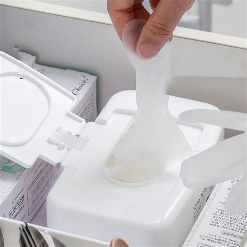 Wipes Dispenser: 17*10.4*6 Cm White Secure Protective Design - Non-slip Stable Base Durable Plastic Silicone Construction for Home Interior Parents - Image 5