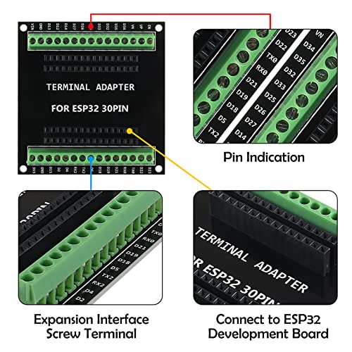 AITIAO 2PCS ESP32 Breakout Board 30Pin GPIO 1 into 2 Compatible with 30 Pins ESP32S ESP32 Development Board 2.4 GHz Dual Core WLAN WiFi + Bluetooth 2-in-1 Microcontroller ESP32 Chip - Image 5