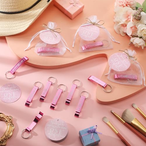 Maxcheck 50 Set First Birthday Party Favors for Adults Includes Onederful Bottle Opener Keychains 1st Birthday Favors Tags Organza Bags 1 Year Old Party Favor for Guests Return Gift(Pink,Miss.) - Image 4