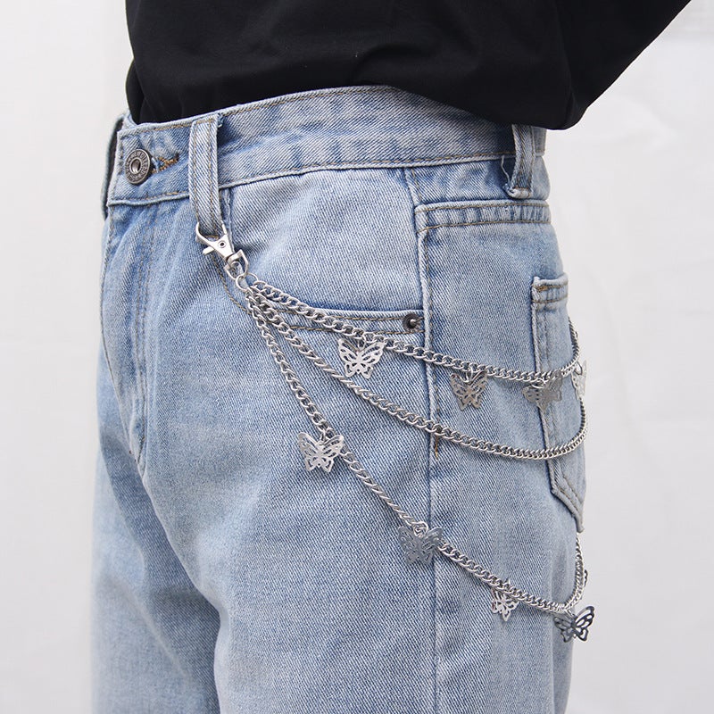 Korean Street Hip-Hop Metal Pant Chain Butterfly Hanging Chain 
