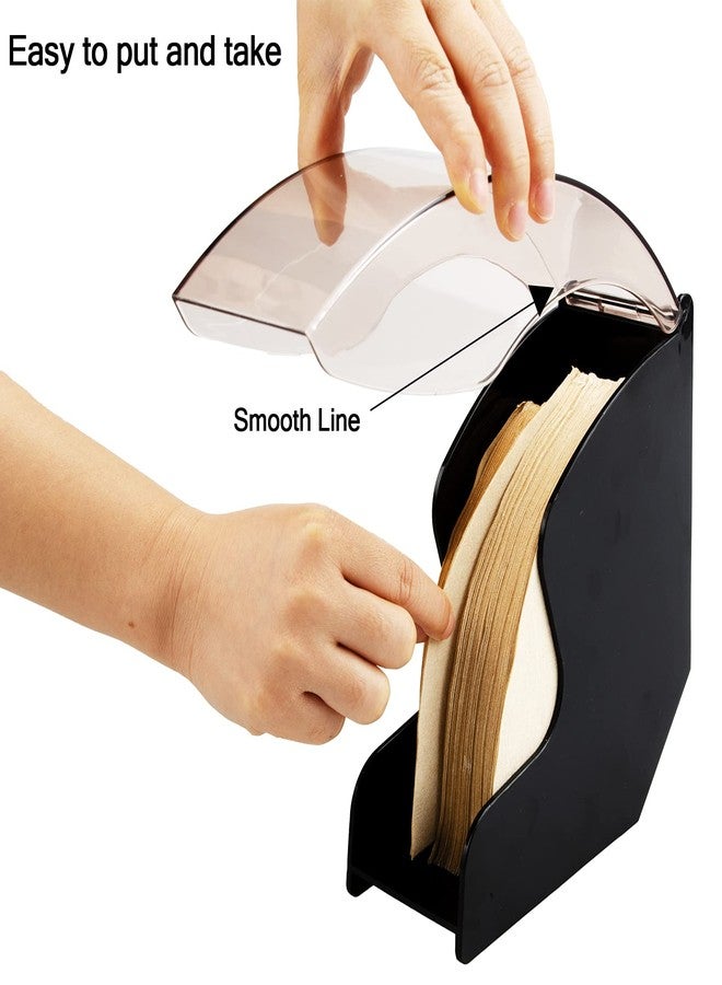 HOMEE Coffee Filter Holder, Coffee Filter Box with Dustproof Cover, Filter Paper Holder for Coffee Shop, Home, Storage Capacity of 100 pcs Paper Filters (Black) - Image 2