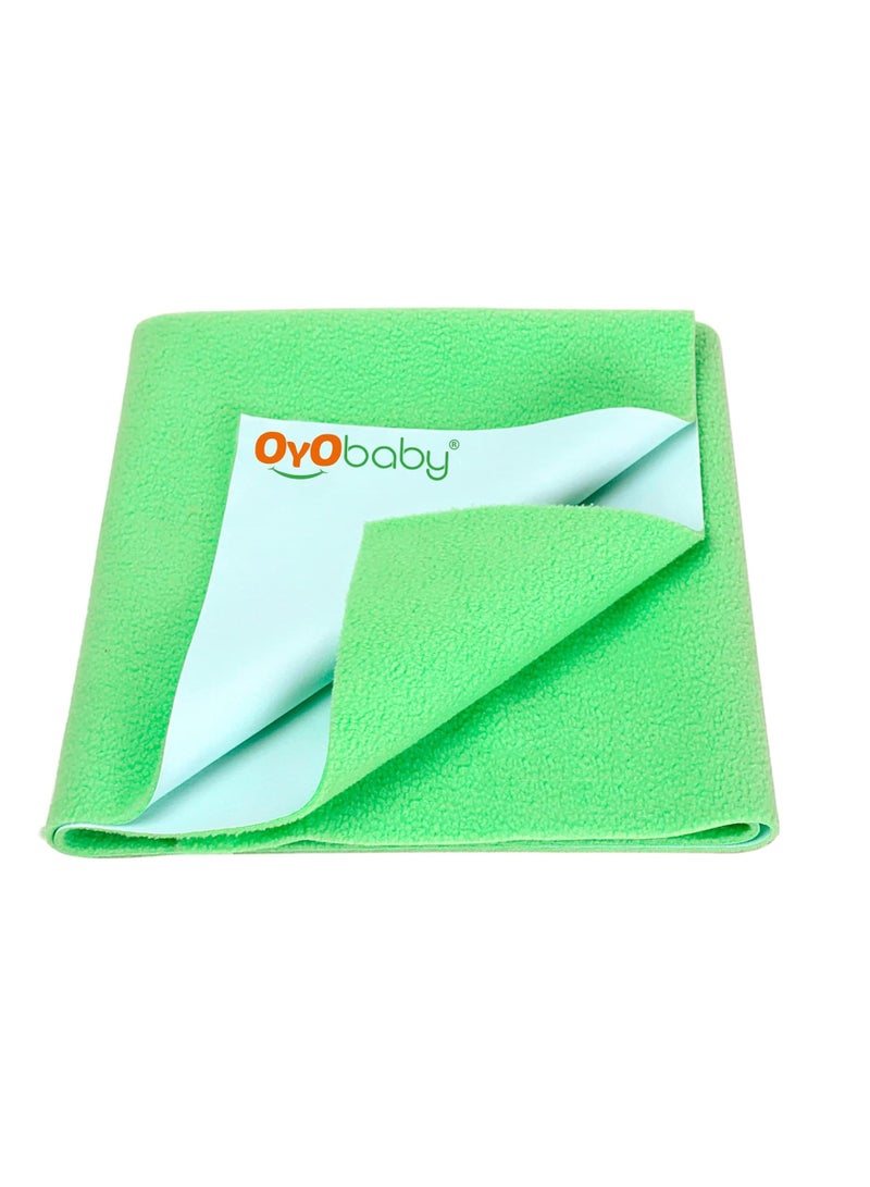 OYO BABY Extra Absorbent Waterproof Baby Dry Sheet Medium Size (100x70cm) | Quick Dry Sheet for Bed Protector, Soft & Breathable | Light Green - Image 1