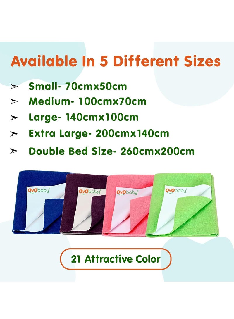 OYO BABY Extra Absorbent Waterproof Baby Dry Sheet Medium Size (100x70cm) | Quick Dry Sheet for Bed Protector, Soft & Breathable | Light Green - Image 2