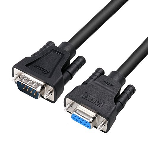 DTech DB9 RS232 Serial Cable Male to Female Null Modem Cord Full Handshaking 7 Wire Crossover for Data Communication Computer Switch Router (1.5 Feet, Black) - Image 1