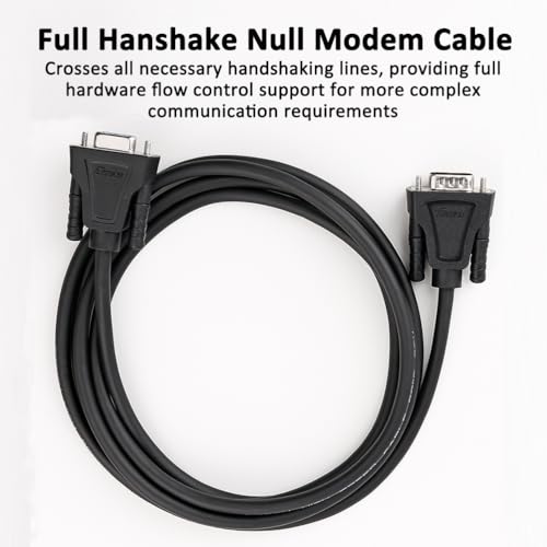 DTech DB9 RS232 Serial Cable Male to Female Null Modem Cord Full Handshaking 7 Wire Crossover for Data Communication Computer Switch Router (1.5 Feet, Black) - Image 5