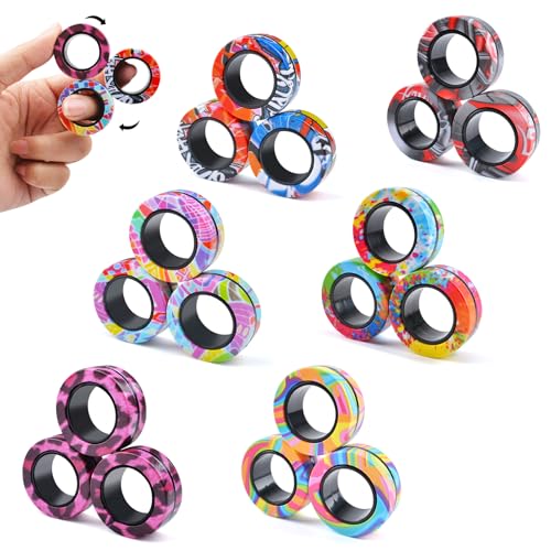 Cevioce Easter Basket Stuffers for Teens Boys Girls 18Pcs Magnetic Rings Fidget Toy Set ADHD Anxiety Magnetic Fidget Toys Adults Fidget Spinner Rings for Relief Easter Gifts for Kids Year Old D - Image 1