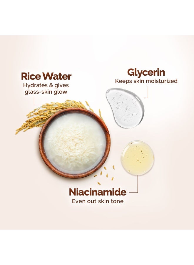 Mamaearth Rice Dewy Bright Face Wash With Rice Water & Niacinamide for Korean Glass Skin Glow – Hydrates, Brightens & Evens Skin Tone | Reduces Dark Spots & Dullness, Boosts Radiance, All Skin, 100ml - Image 3