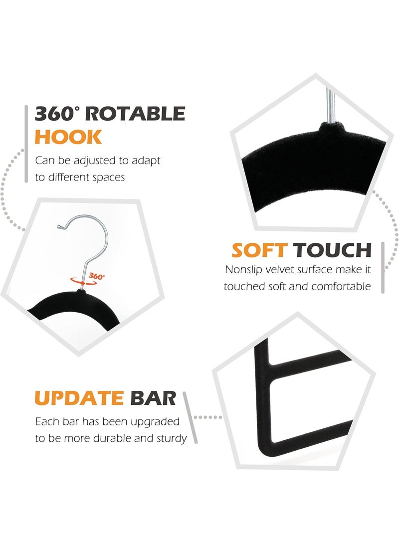 Bluejw Velvet Pant Clothes Hanger Space Saving Non Slip Shorts Hanger,  Jeans Slack Trousers Hangers Multiple Velvet Hanger Closet Organizer Storage and Organization for Jeans,Scarf,Tie(Black,3) - Image 5