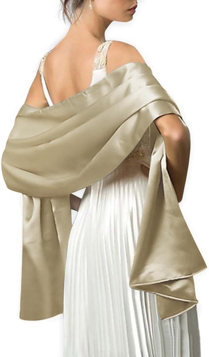 MLMW Shawls and Wraps for Evening Dresses Satin Shawl Wraps for Women Extra Long Wedding Shawls for Bridal Party - Image 2