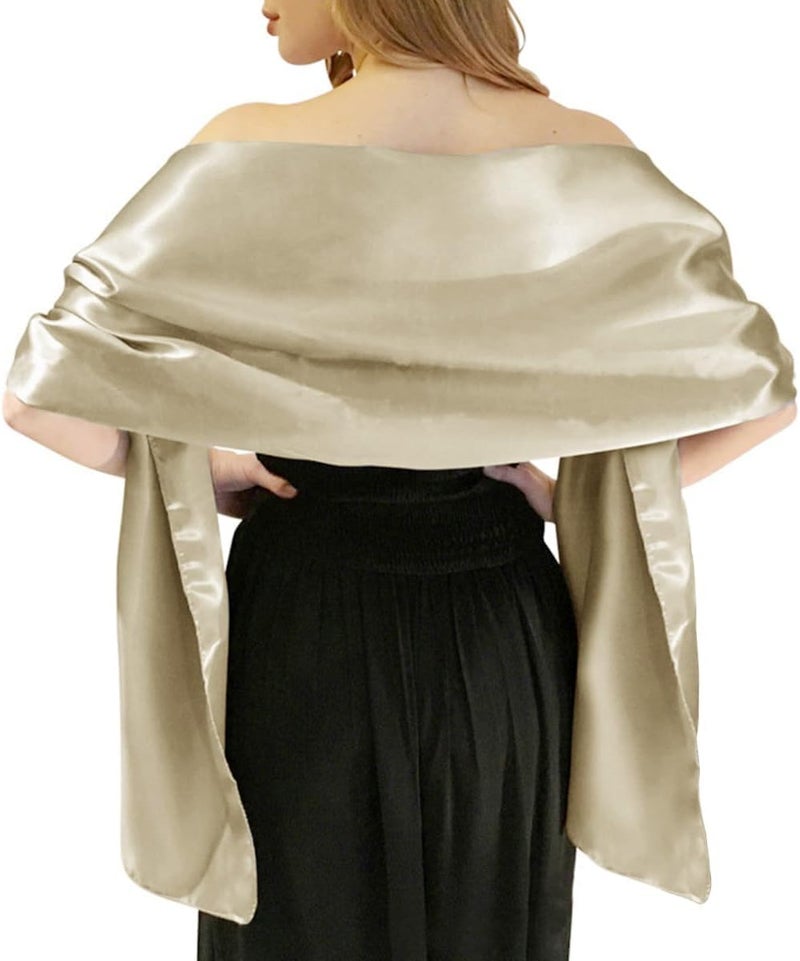 MLMW Shawls and Wraps for Evening Dresses Satin Shawl Wraps for Women Extra Long Wedding Shawls for Bridal Party - Image 1