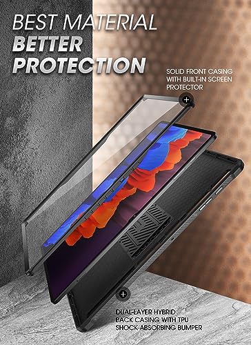 SUPCASE for Samsung Galaxy Tab S10 Ultra Case with Stand (Unicorn Beetle Pro), [Built-in Screen Protector & S Pen Holder] Full-Body Heavy Duty Tablet Cover for Galaxy Tab S9 Ultra/S8 Ultra, Black - Image 3