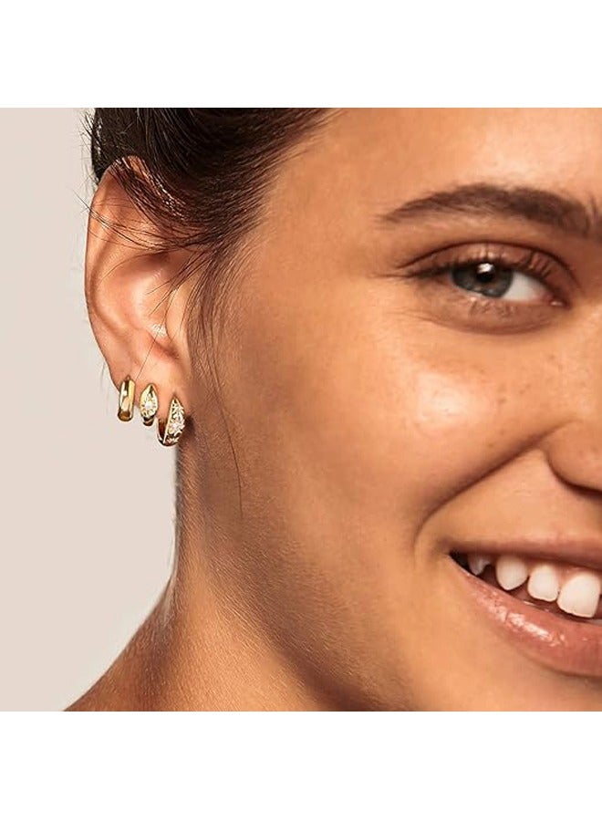 Mevecco Women Huggie Hoop Earrings Gold Ear Stud Cuff 14K Gold Filled Small Boho Beach Simple Delicate Handmade Hypoallergenic Jewelry Gift - Image 3