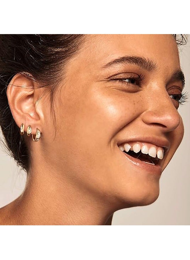 Mevecco Women Huggie Hoop Earrings Gold Ear Stud Cuff 14K Gold Filled Small Boho Beach Simple Delicate Handmade Hypoallergenic Jewelry Gift - Image 2