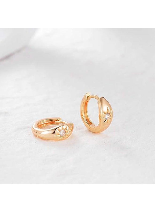 Mevecco Women Huggie Hoop Earrings Gold Ear Stud Cuff 14K Gold Filled Small Boho Beach Simple Delicate Handmade Hypoallergenic Jewelry Gift - Image 5