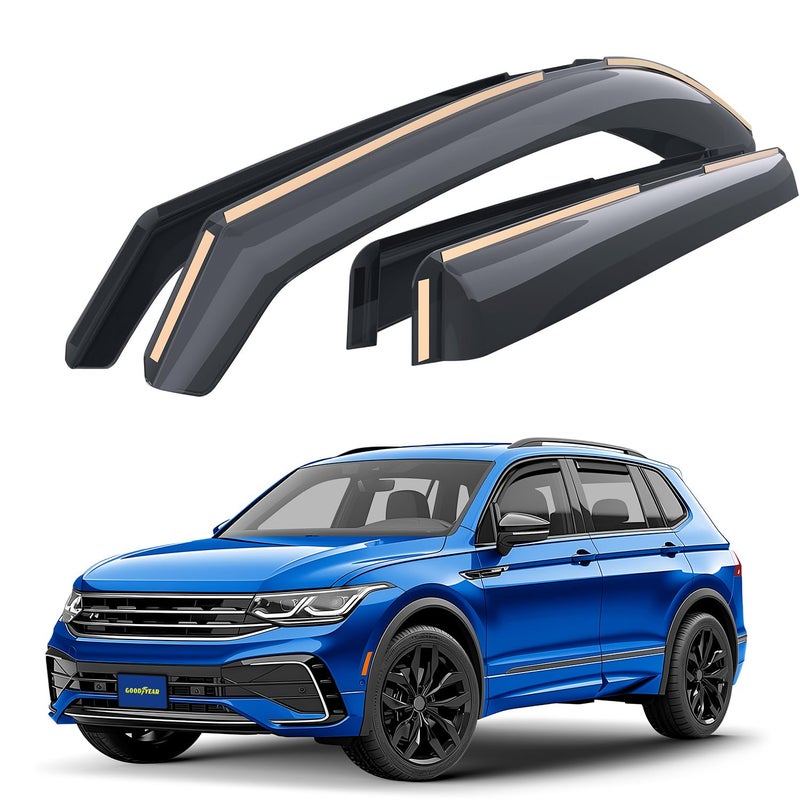 Goodyear Shatterproof inChannel Window Deflectors for Volkswagen Tiguan 20182025 Rain Guards Window Visors for Cars Vent Deflector Car Accessories 4 pcs GY003448LP