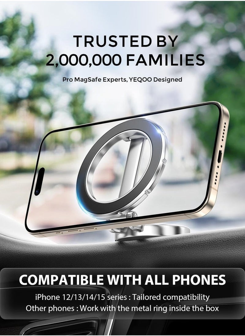 JAJEEK "MagSafe Car Mount Phone Holder – 360° Rotation, Strong Magnet, Hands-Free Stand for iPhone 15, 14, 13, 12 Pro Max, Plus, Mini & MagSafe Cases (Silver)" - Image 5