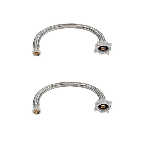 PLUMBINGMASTER 2pcs 36 inch PLUMBINGMASTER Toilet Water Supply Line38 Comp x 78 BC Braided Stainless Steel Toilet Supply LineToilet Connector Hose with AntiLeaking Brass Nut - Image 1