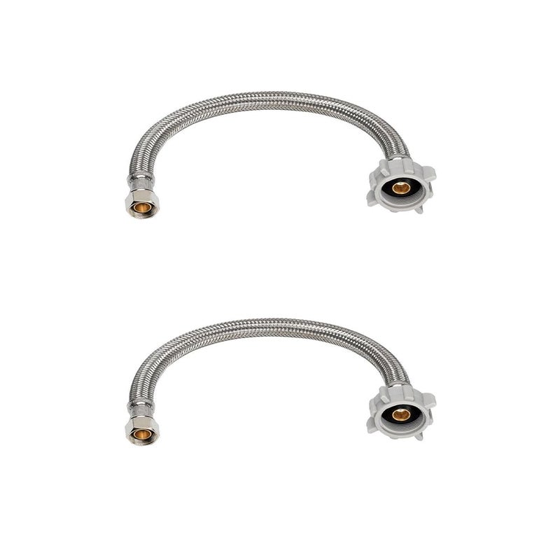 PLUMBINGMASTER 2pcs 36 inch PLUMBINGMASTER Toilet Water Supply Line38 Comp x 78 BC Braided Stainless Steel Toilet Supply LineToilet Connector Hose with AntiLeaking Brass Nut - Image 2