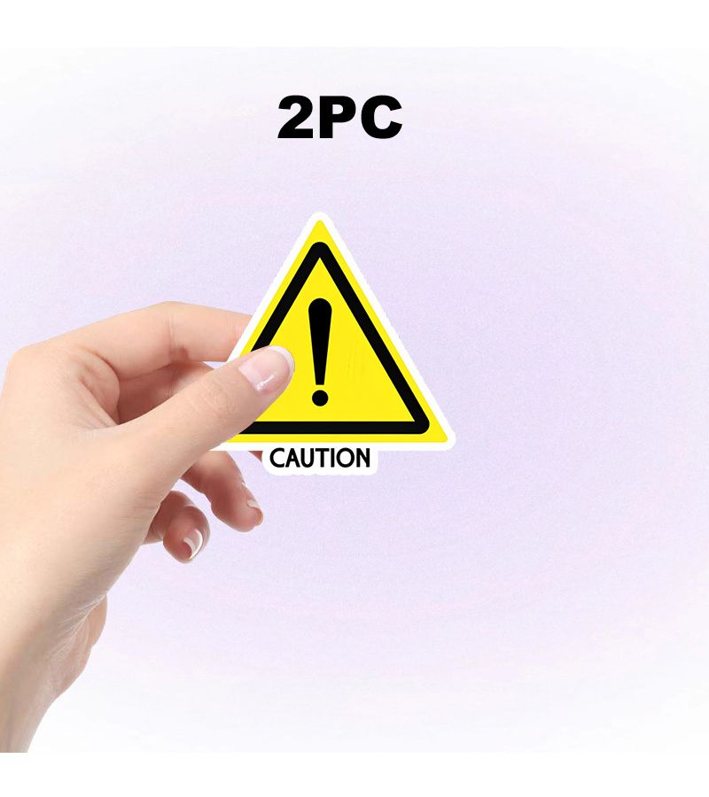 Set Of 2 Vinyl Caution Stickers Measuring 7.6 Cm For Holiday Decor Scratch Prevention Use On Laptops Vehicles Luggage Toolboxes Smooth Surfaces - Image 1