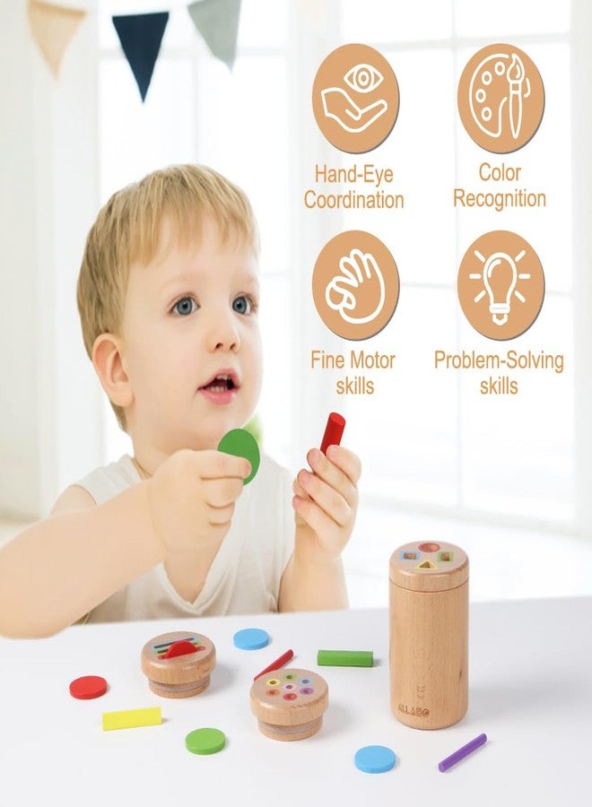 ALLABC 3-in-1 Montessori Color Sorting Toys for 1 2 3 Year Old, Preschool Learning Activities, Wooden Educational Sensory Toys for Toddlers 1-3, Montessori Fine Motor Skills Toy for Age 18 Month Old - Image 4