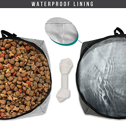 PetAmi Travel Dog Food Bag Pet Collapsible Dog Bowls Set, Dog Kibble Bag, Pet Food Water Bowls for Dogs Cats, Foldable Waterproof Dog Camping Bowls Cup Dish Accessories for Hiking, Heather Gray - Image 5