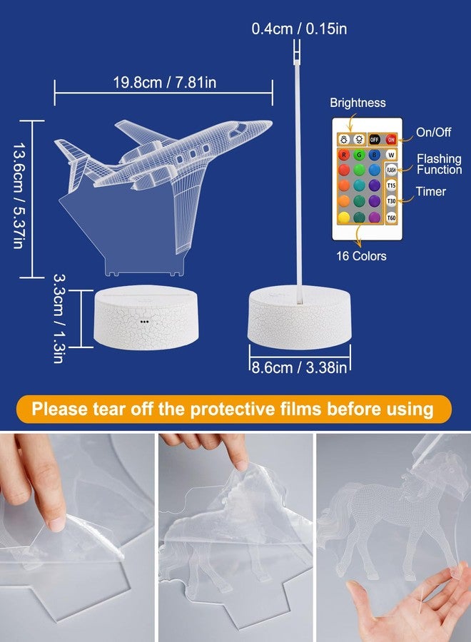 FULLOSUN Airplane Gift, Plane Night Light, Pilot Lamp with Remote Control 16 Colors Changeable Kids Room Lighting Creative Boys Aircraft Pilot Gift Holiday Xmas Decoration - Image 5