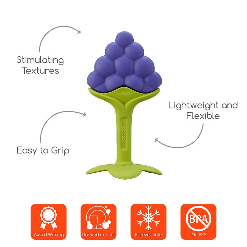 Innobaby Original Teethin Smart EZ Grip Fruit Teether and Sensory Toy for Babies and Toddlers in Grape. BPA Free Teether - Image 2