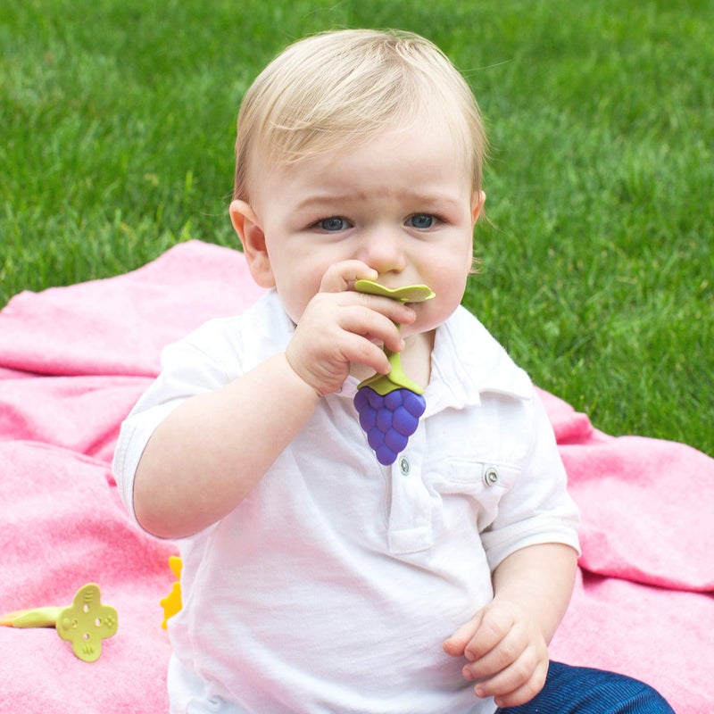 Innobaby Original Teethin Smart EZ Grip Fruit Teether and Sensory Toy for Babies and Toddlers in Grape. BPA Free Teether - Image 5