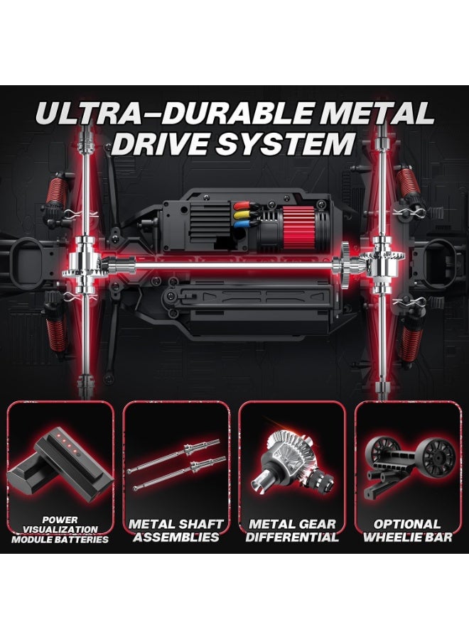 DEERC 1/14 Brushless Fast Extreme 70kph 4X4 Off-Road Truck, 7 Lighting Modes Remote Control with 2 Li-ion Batteries, Electric Large Truggy for Snow Sand - Image 3