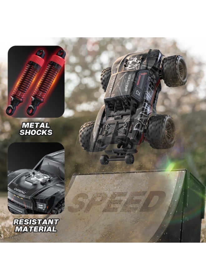 DEERC 1/14 Brushless Fast Extreme 70kph 4X4 Off-Road Truck, 7 Lighting Modes Remote Control with 2 Li-ion Batteries, Electric Large Truggy for Snow Sand - Image 2