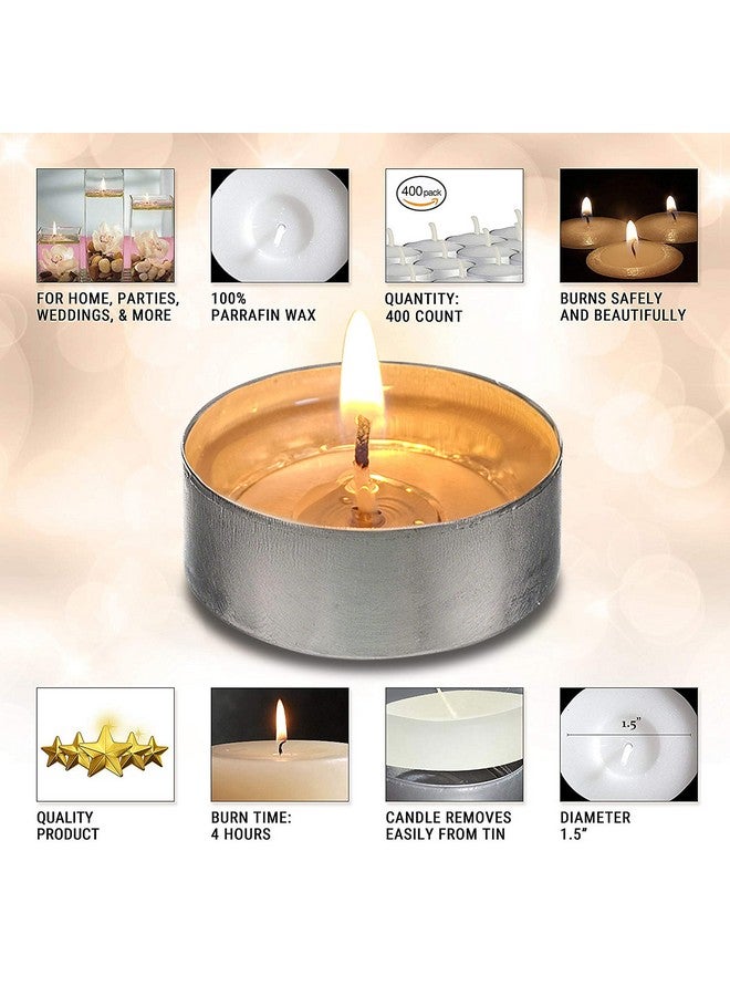 OHR CANDLES Ohr Candles Tealight Candles - 400 Pack Bulk Tea Lights Candles - White Tealights Unscented - 4 Hour Burn Time  - Image 2