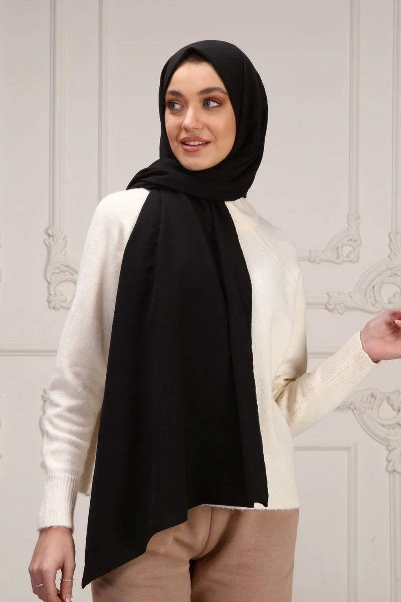 Naciye Sultan Cotton Jazz Shawl Black