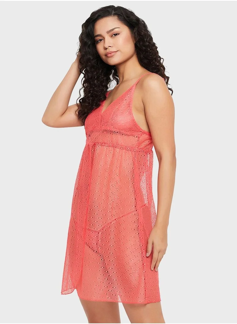 Clovia Mesh Detail Babydoll