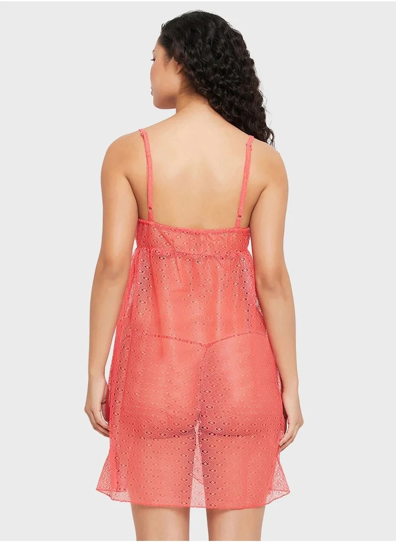 Clovia Mesh Detail Babydoll