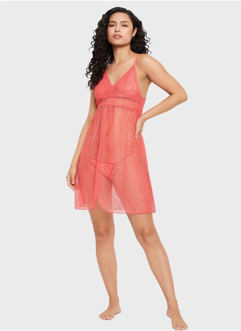 Clovia Mesh Detail Babydoll