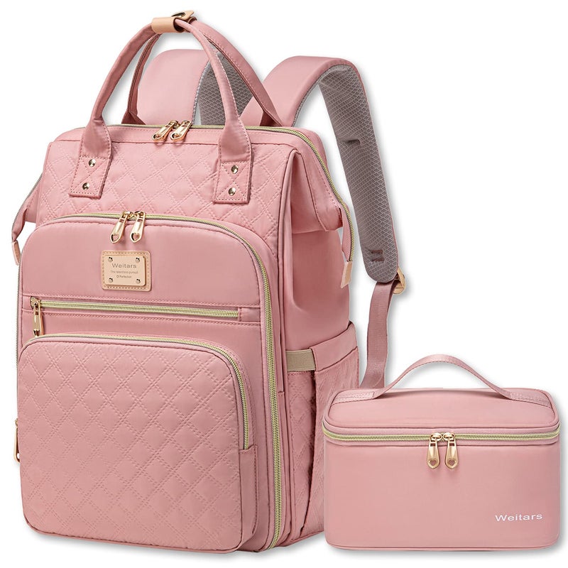 Weitars Lunch Backpack For Women,15.6 Inch Laptop Backpacks For Womens Back pack, Travel Backpacks,Work Backpack For Women (Pink) - Image 1