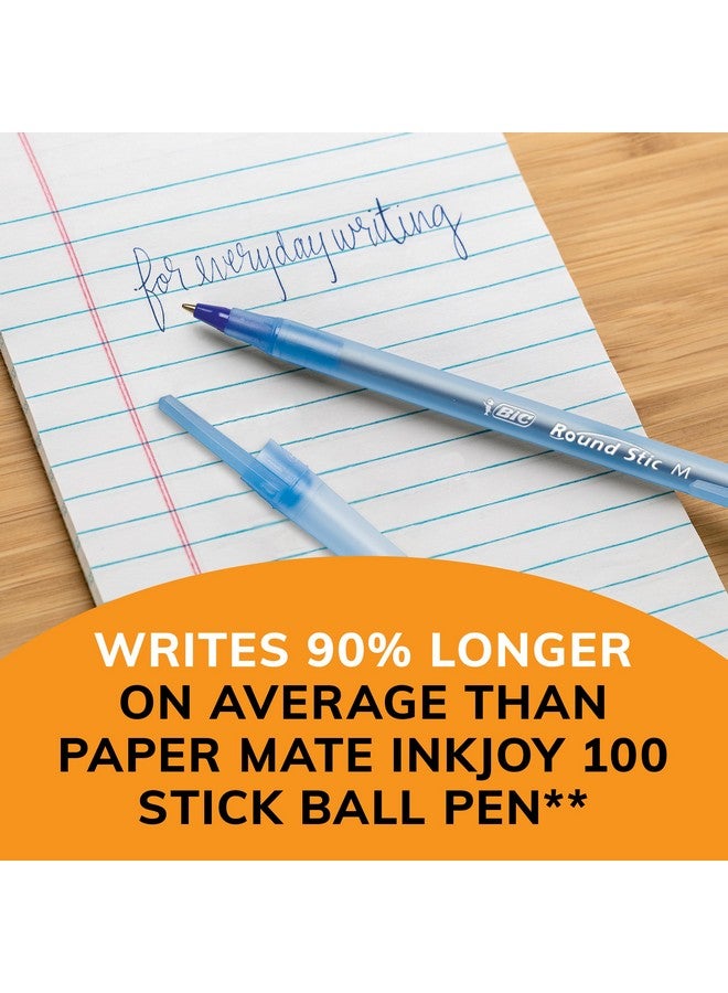 بيك قلم حبر جاف راوند ستيك إكسترا لايف، متوسط الرأس (1.0 مم)، أزرق، 144 قطعة، رائع للكتابة اليومية - Image 4