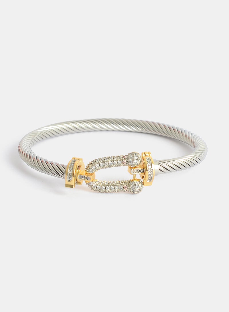 Akher el Ankoud Bracelet with a U-shaped design adorned with zircon stones - Image 2