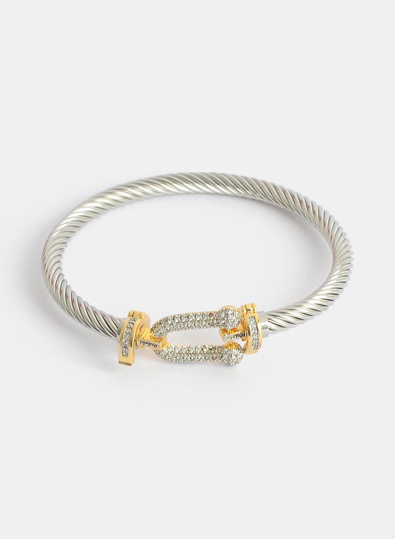 Akher el Ankoud Bracelet with a U-shaped design adorned with zircon stones - Image 1