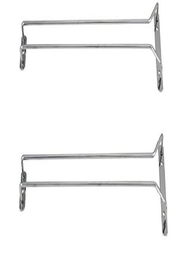 جريت كريدينشالز رف أكواب نبيذ من جريت كريدينشالز، مطلي بالكروم، يُعلق أسفل الخزانة - طقم من قطعتين، رف سلكي لتعليق أكواب النبيذ بطول 16 بوصة