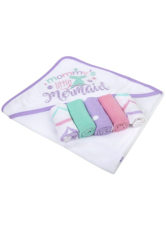 Baby Essentials Baby Hooded Towel and Washcloth Set for Infants, Boys and Girls 6-12 Months (Mommy's Mermaid) - Image 2