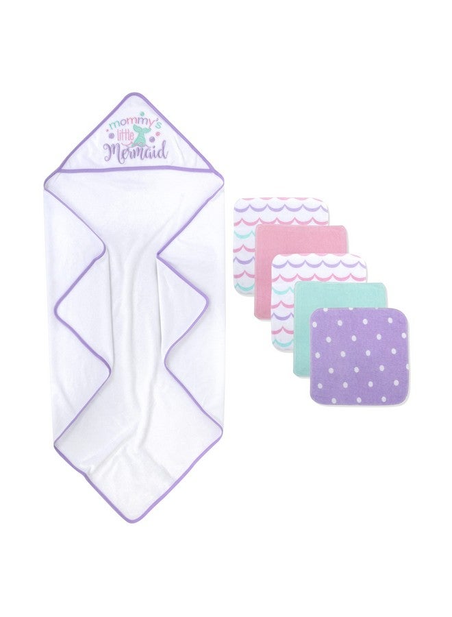 Baby Essentials Baby Hooded Towel and Washcloth Set for Infants, Boys and Girls 6-12 Months (Mommy's Mermaid) - Image 3