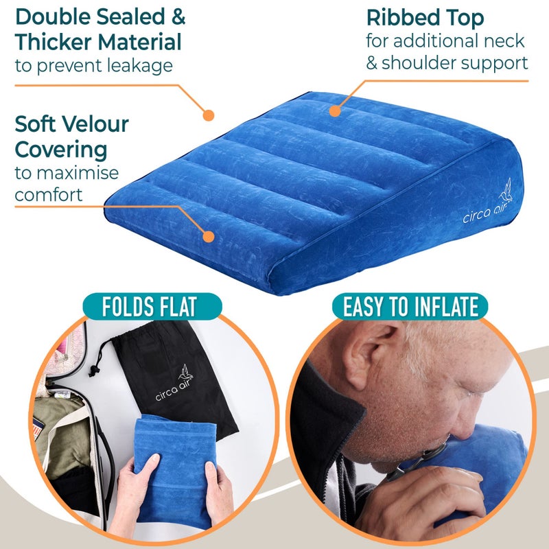 Circa Air Circa Air Inflatable Wedge Pillow for Travel - Lightweight & Portable. Travel Wedge Pillow for Sleeping, Acid Reflux, Gerd, Snoring. for Back, Leg Elevation & Knee Support. Bed Wedge Pillow  - Image 5