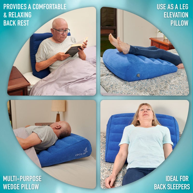 Circa Air Circa Air Inflatable Wedge Pillow for Travel - Lightweight & Portable. Travel Wedge Pillow for Sleeping, Acid Reflux, Gerd, Snoring. for Back, Leg Elevation & Knee Support. Bed Wedge Pillow  - Image 4