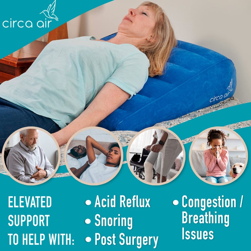 Circa Air Circa Air Inflatable Wedge Pillow for Travel - Lightweight & Portable. Travel Wedge Pillow for Sleeping, Acid Reflux, Gerd, Snoring. for Back, Leg Elevation & Knee Support. Bed Wedge Pillow  - Image 2