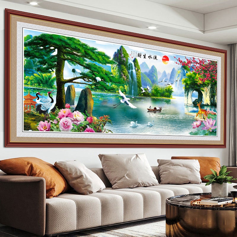 Living Room Landscape Painting Sofa Background Mural 3D Three-Dimensional Wall Sticker Self-Adhesive Decorative Painting Wall Sticker Minimalist Wall Sticker - Image 2