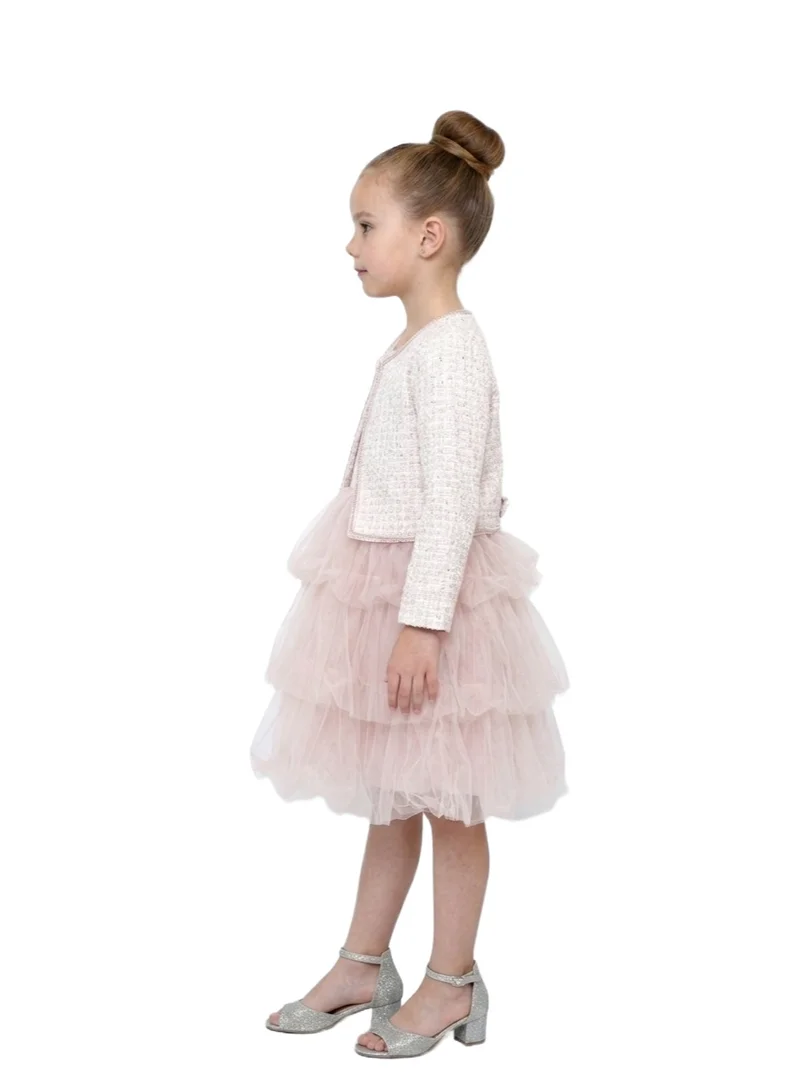 بيداني Girls' 2-Piece Tulle Tiered Party Dress