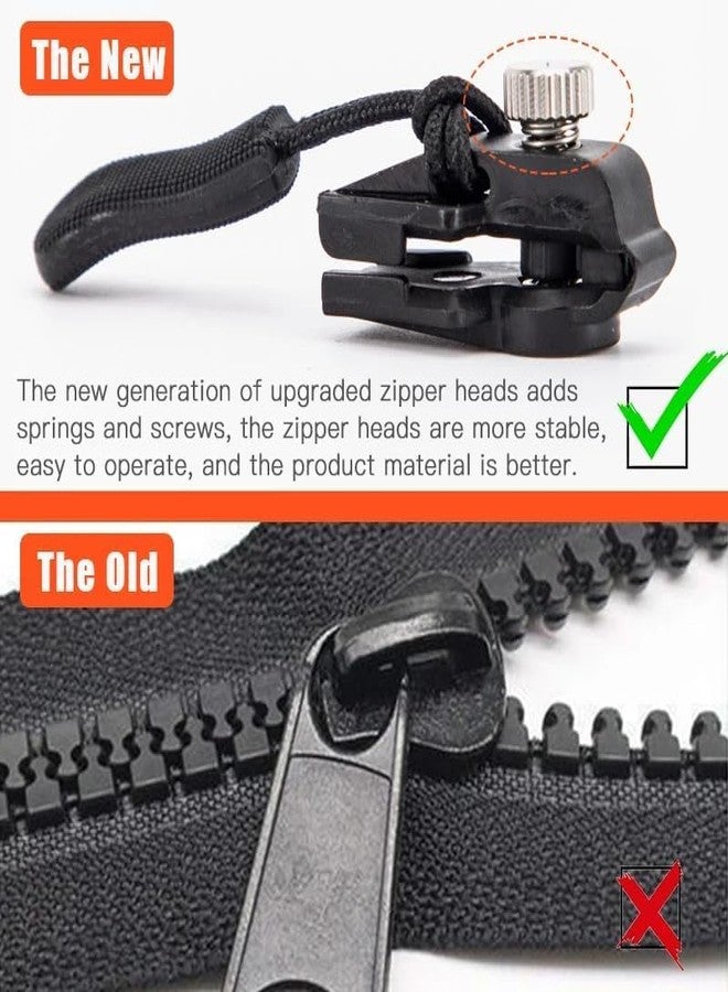SEMITO Zipper Repair Kit, Instant Zipper Sliders with Nylon Pull Tabs Cords, Replacement Plastic Zipper Pull for Sliding Teeth, Universal Screw Fix Removable Zippers for Bags, Garments (Pack Of 6, Small +Medium + Large) - Image 4