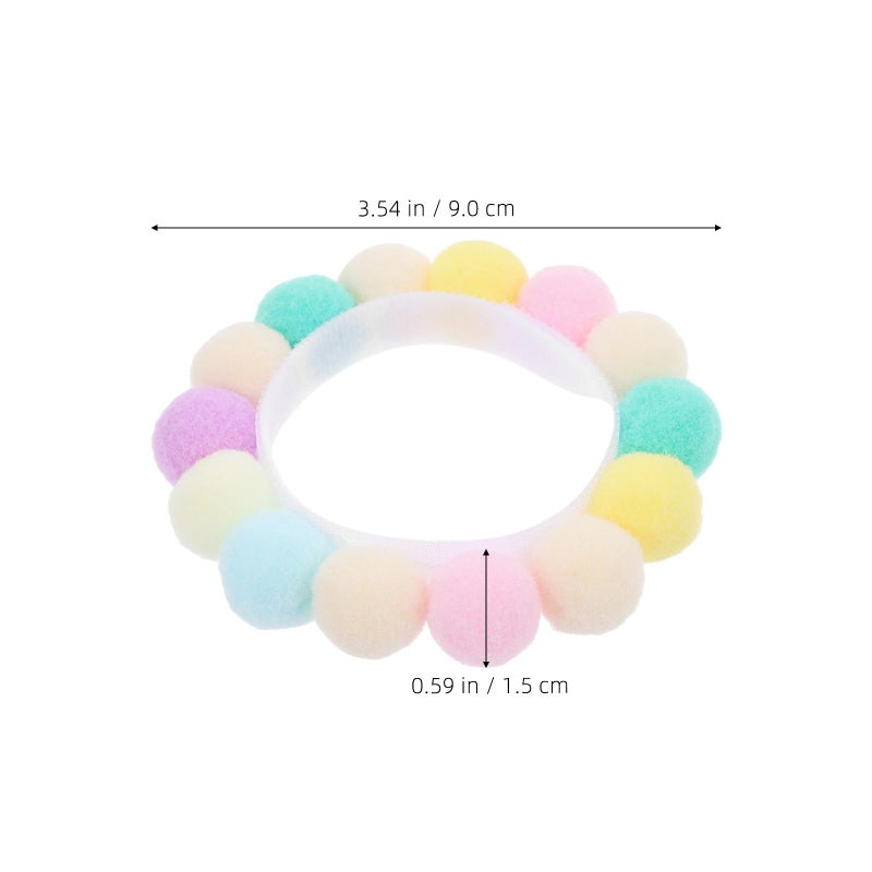 Adjustable Thin Pet Collar With Plush Pom Pom Macaron Color XS Size For Puppy Cat - Image 3