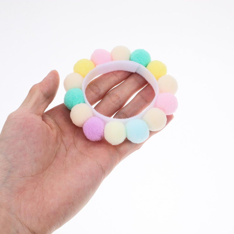 Adjustable Thin Pet Collar With Plush Pom Pom Macaron Color XS Size For Puppy Cat - Image 4